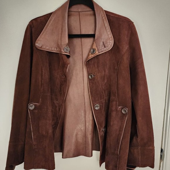 Women's Brown Reversible Italian Soft Leather Jacket size M - Picture 1 of 2